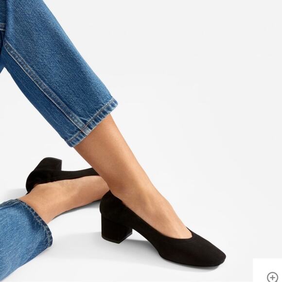 Everlane | Everyday Black Suede Block Slide Heels - Picture 1 of 10